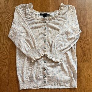 Marc by Marc Jacobs Beige Floral 4/3 Sleeves Cardigan Women Size Medium
